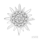 1/8 Ctw Petite Sun Round Cut Diamond Fashion Stud Earring in 10K White Gold